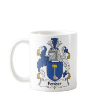 Fender Family Crest mugs by coatsofarms Fender Family Crest mugs