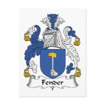 Fender Family Crest postcards by coatsofarms Fender Family Crest postcards