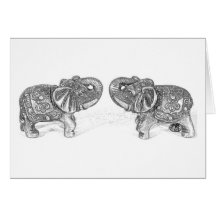 Feng Shui Double Elephant - B&W Card