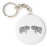 Feng Shui Double Elephant - B&W Keychain