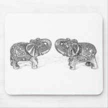 Feng Shui Double Elephant - B&W Mousepad