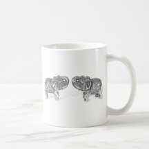 Feng Shui Double Elephant - B&W Mugs