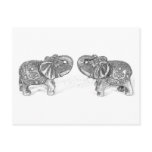 Feng Shui Double Elephant - B&W Post Cards