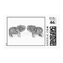 Feng Shui Double Elephant - B&W Stamp