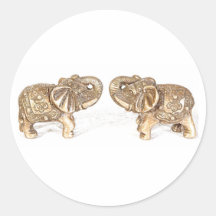 Feng Shui Double Elephant Round Sticker