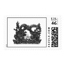 Feng Shui Dragon & Phoenix - B&W Postage