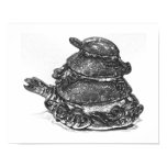 Feng Shui Triple Turtle - B&W Poster