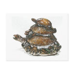 Feng Shui Triple Turtle - Gold Postcard
