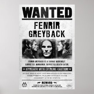 Fenrir Greyback Wanted Poster print