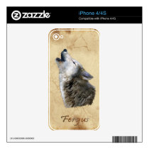 FERGUS Howling Grey Wolf  Wildlife iPhone 4 Skin