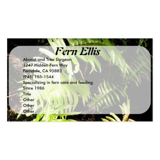 Fern in the Woods Business Card (front side)