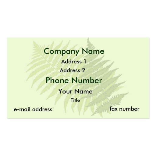 Fern Leaves Business Card (front side)