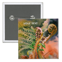 Fern Unfurling Watercolor Fine Art Buttons