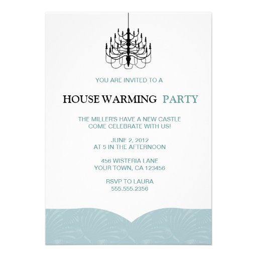 Fern Wings and Chandelier Housewarming Invitations