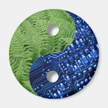 ferns and computer chip fridge magnet