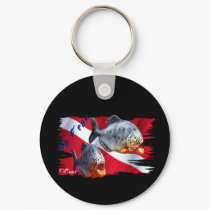 Feroshious Fish on Dive Flag keychains by DiversDen Feroshious Fish on Dive Flag keychains