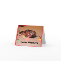 Ferret Christmas Lights Card