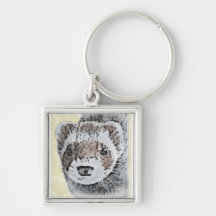 Ferret Cute Picture Key Chain