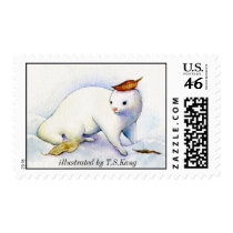 Ferret in the snow postage