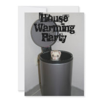 Ferret In Trashcan House Warming Party Invitation