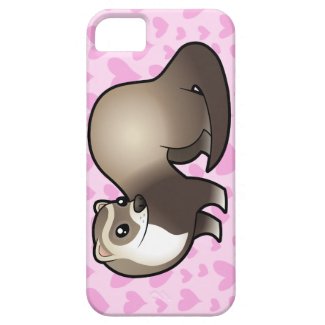 Cute Ferret iPhone 5 Case Cute Cartoon Ferret and Pink Hearts iPhone 5 Case