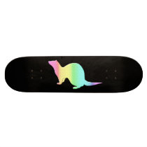 Ferret of the rainbow color skateboards