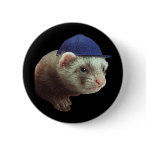 Ferret Wearing Hat Button