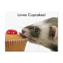 Ferrets Love Cupcakes Postcard
