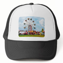 Ferris Wheel Against Blue Sky Mesh Hats