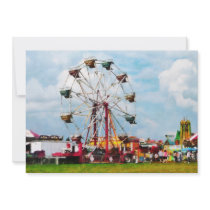Ferris Wheel Against Blue Sky Custom Invites