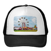 Ferris Wheel Against Blue Sky Mesh Hats