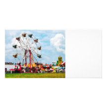 Ferris Wheel Against Blue Sky Photo Card