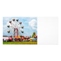 Ferris Wheel Against Blue Sky Photo Card