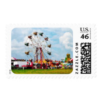 Ferris Wheel Against Blue Sky Postage Stamp