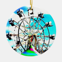 Ferris Wheel Amusement Park Carnival Pop Art Photo Christmas Tree Ornament