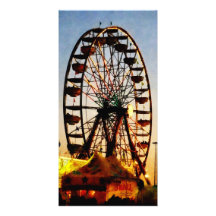 Ferris Wheel at Night Personalized Photo Card
