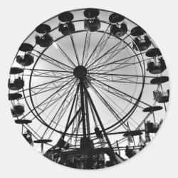 Ferris Wheel in Black and White Photo Gifts Round Sticker