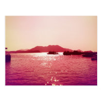 Ferry Afar in Glittering Water Postcard postcards