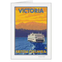 Ferry and Mountains - Victoria, BC Canada Cards