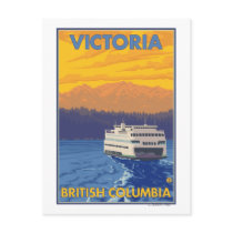 Ferry and Mountains - Victoria, BC Canada Post Card