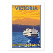 Ferry and Mountains - Victoria, BC Canada postcards