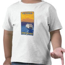 Ferry and Mountains - Victoria, BC Canada Tee Shirt