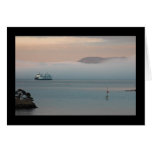 Ferry in Sunset Fog Greeting Card