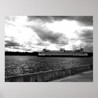Ferry to Seattle - Black and White Print