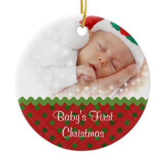 Festive Baby's First Christmas Photo Ornament