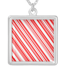 Festive Candy Cane Christmas Holiday Chic Necklace