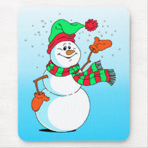 Festive Cartoon Snowman Mousepad