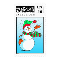 Festive Cartoon Snowman Stamp