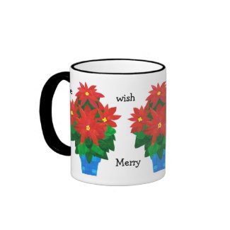 Festive Christmas Coffee Mug, Poinsettias