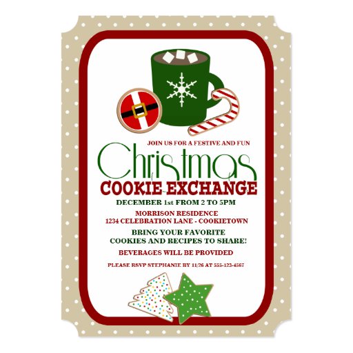festive christmas cookie exchange party invitation zazzle festive christmas cookie exchange party invitation zazzle